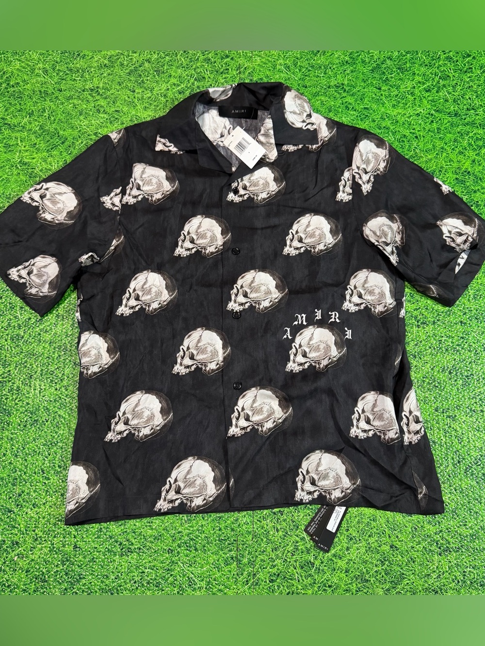 Amiri X Wes Lang Skull Print Silk Shirt Size S NWT